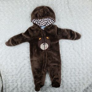 🌞 Weeplay Dark Brown Bear Zipper w/striped hoodie